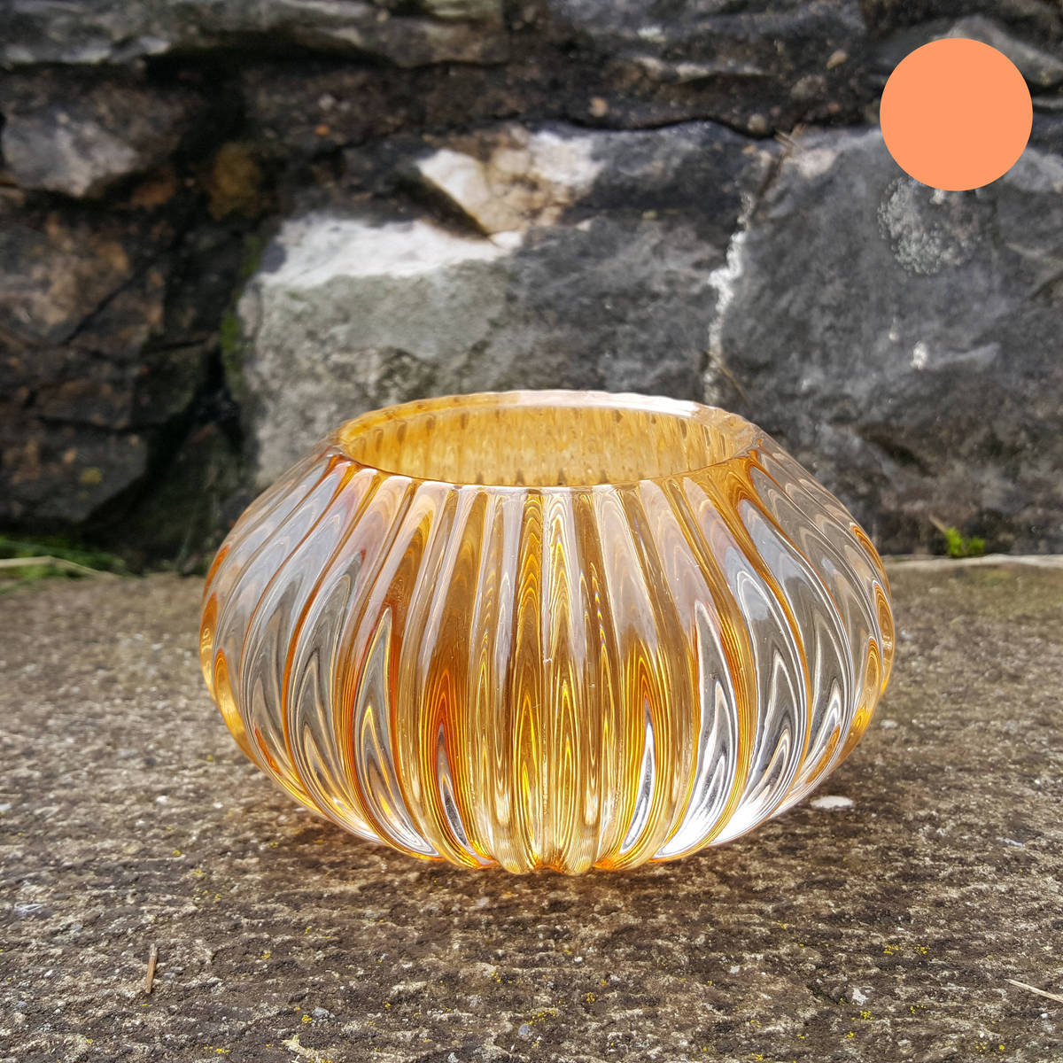 Photophore en verre, orange  