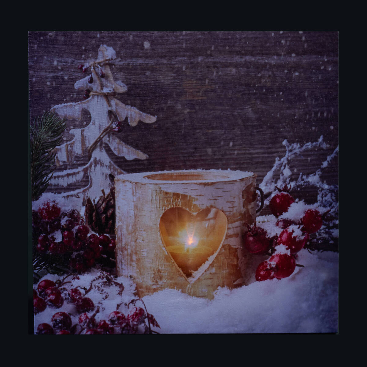 LED tableau paysage hivernal avec une bougie