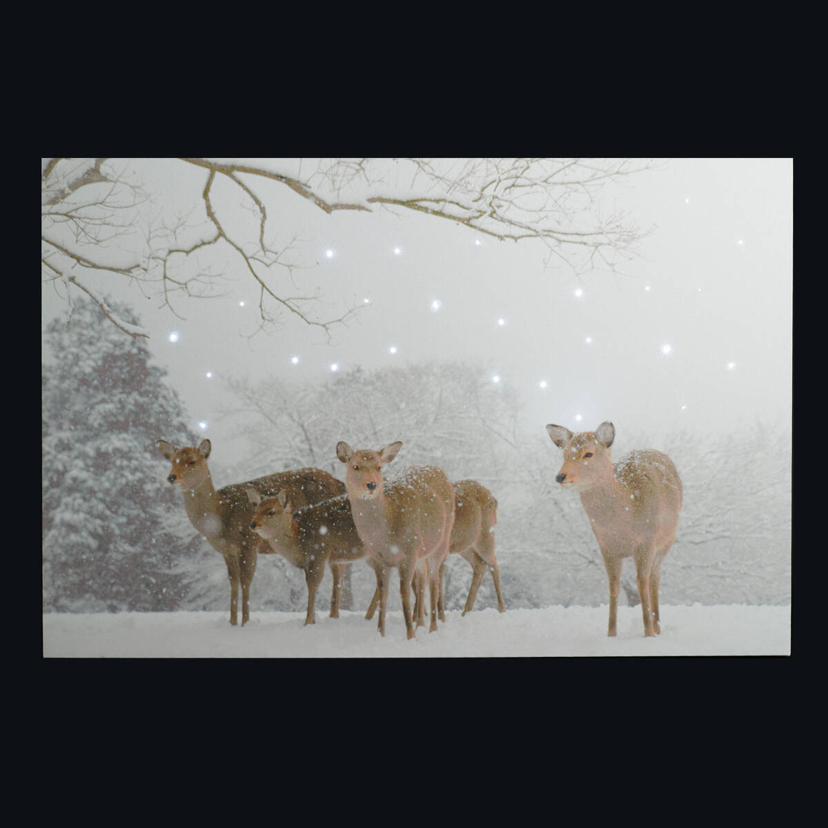 Rehe im verschneiten Wald, LED Bild