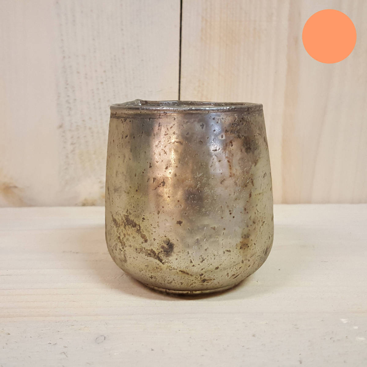 Windlicht aus Glas, antik grau