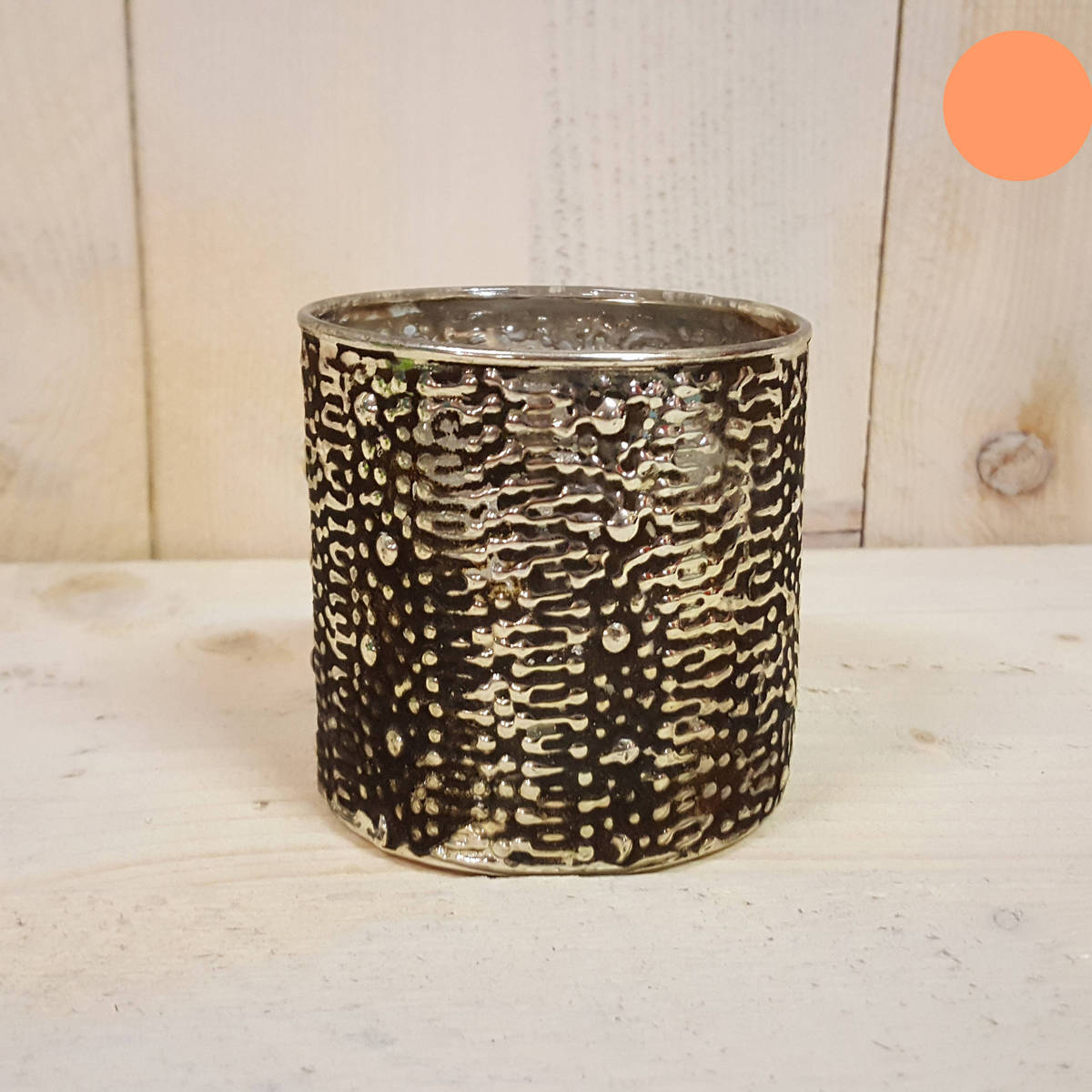 Windlicht aus Glas, silber-schwarz