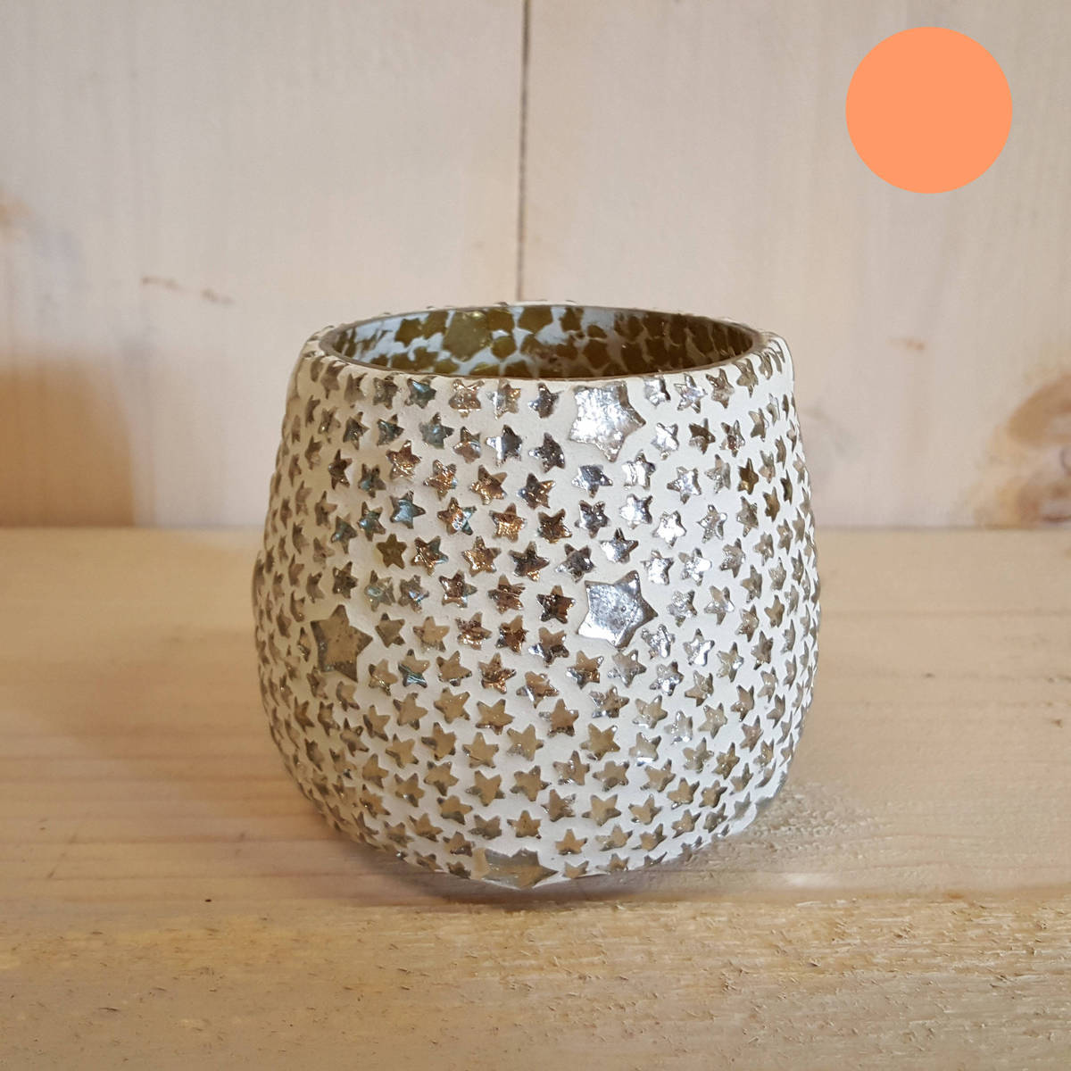 Windlicht aus Glas mit Sternen