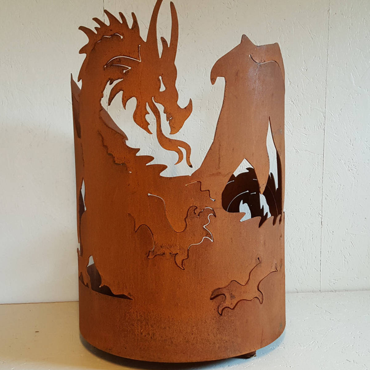 Feuerschale Drachen aus Rostmetall, H 75cm