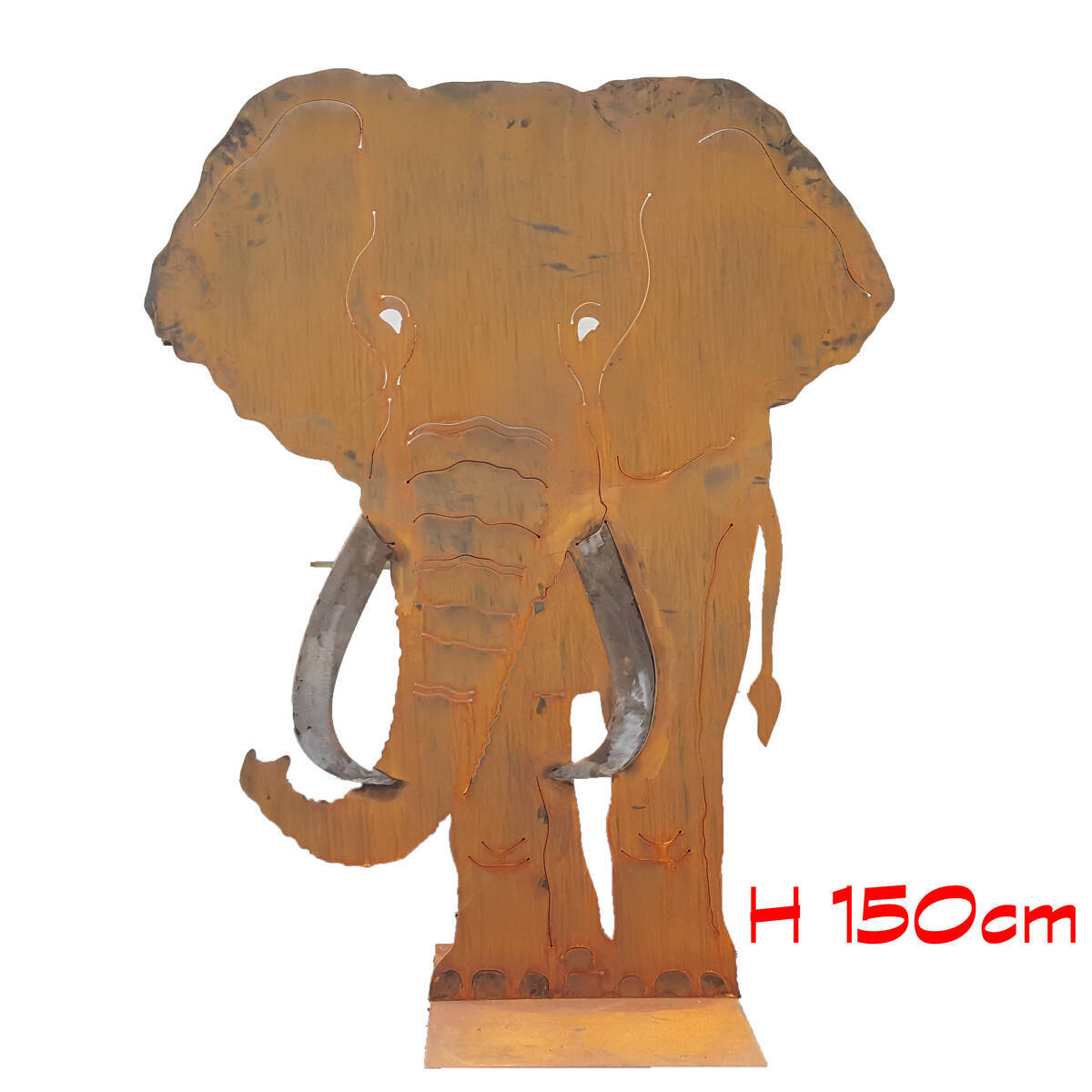 Elephant en fer rouillé, H.150 cm, à poser  