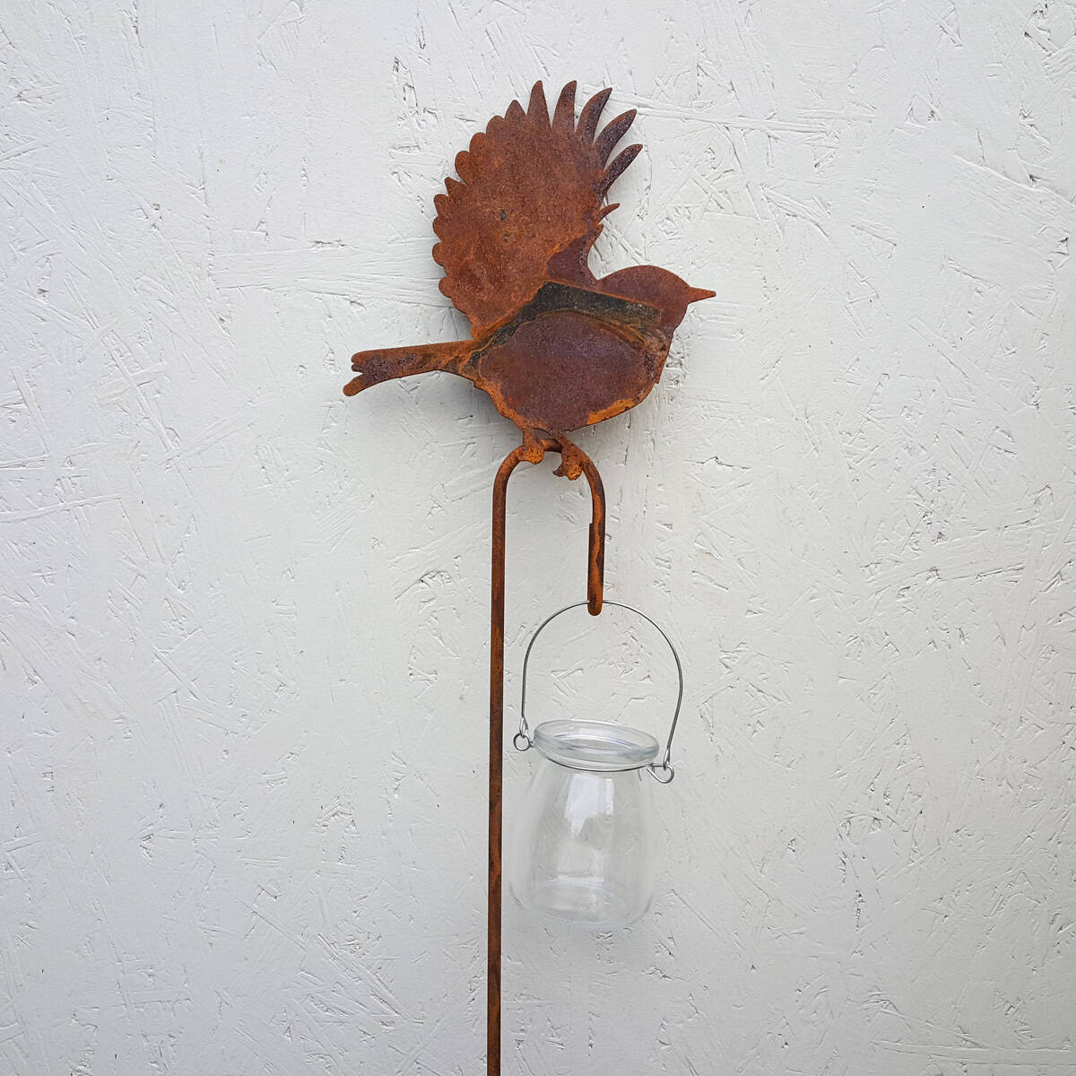 Oiseau sur tige, hauteur 120 cm, en fer rouillé  