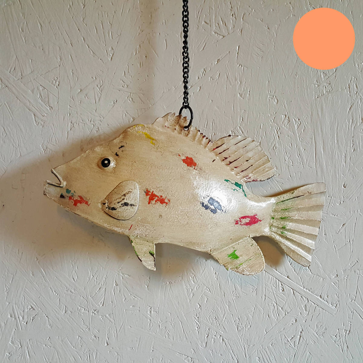 Fisch aus Metall, alt gemacht, zum Aufhängen