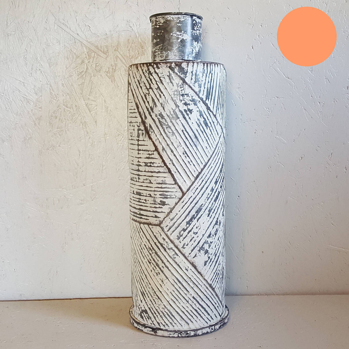 Dekovase aus Metall, grau antik, H51cm