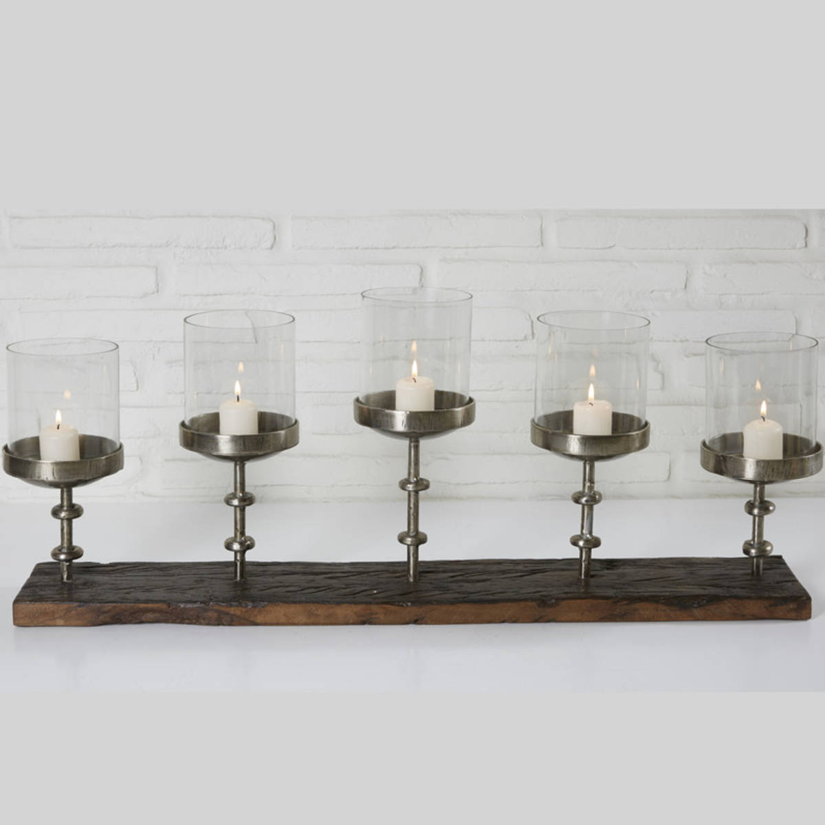Superbe porte-bougies en bois, pour 5 bougies, 80 cm