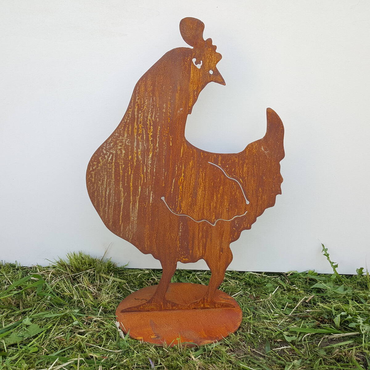 Huhn aus Rostmetall, Höhe 40cm