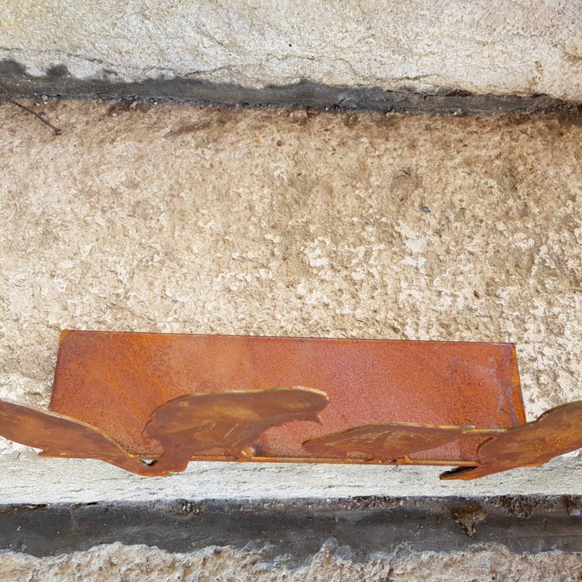 Vogelgruppe aus Rostmetall, Breite 35cm