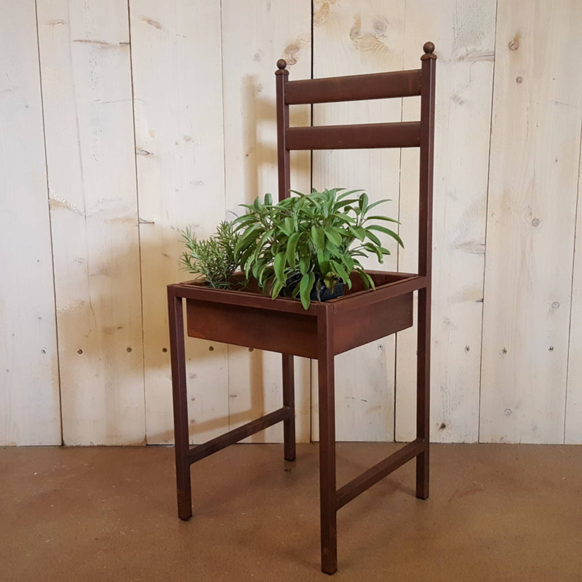 Chaise en fer rouillé, pour planter, superbe 