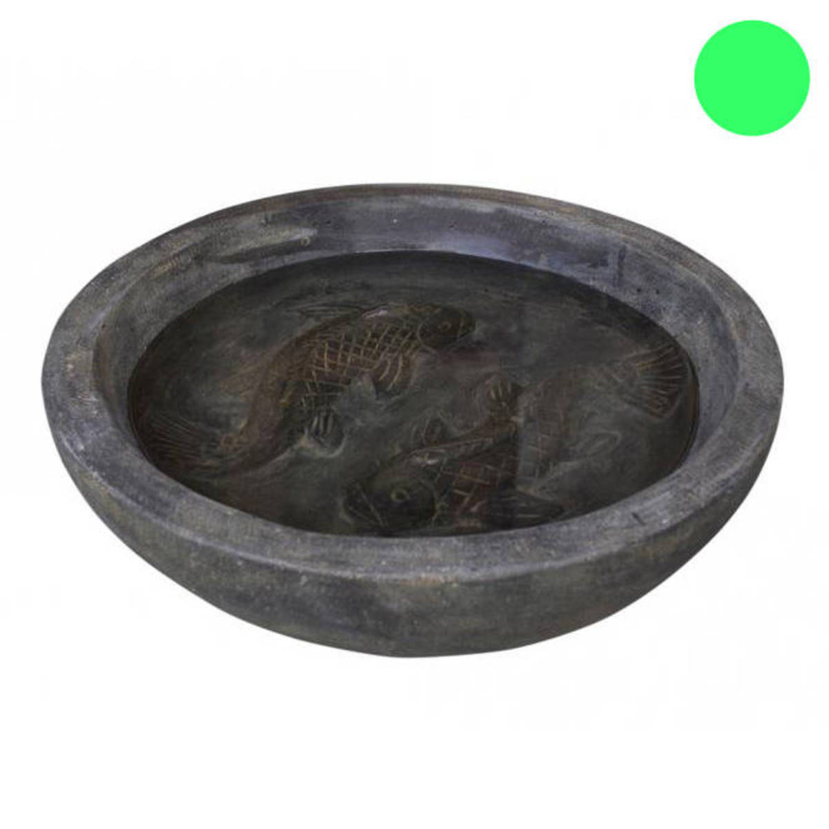 Petite fontaine en pierre avec 2 poissons intégrés sur le fond, superbe 