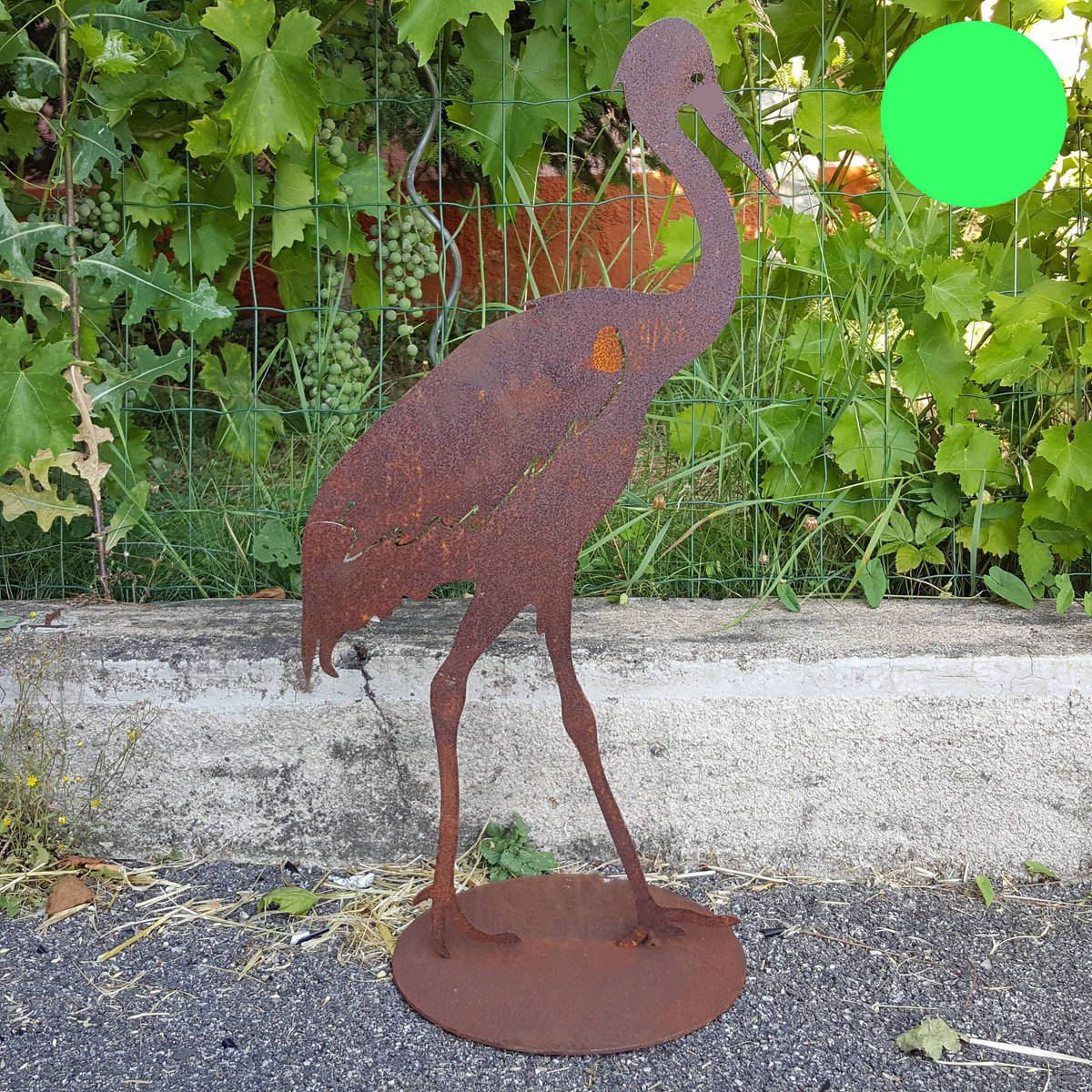 Héron en fer rouillé, hauteur 65cm