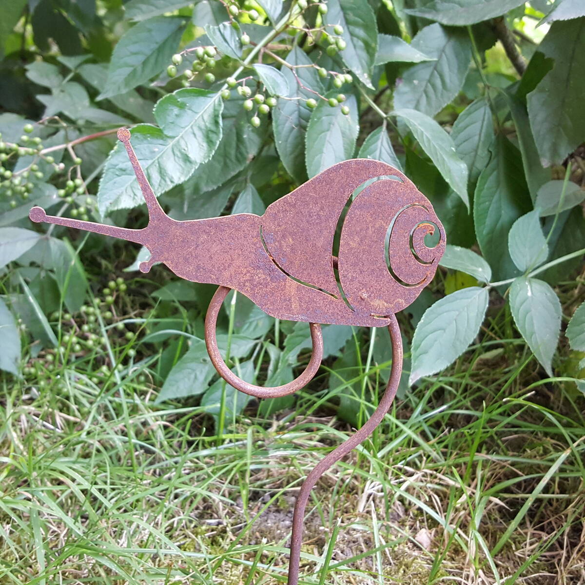Schnecke am Stab aus Rosteisen, Höhe 30cm
