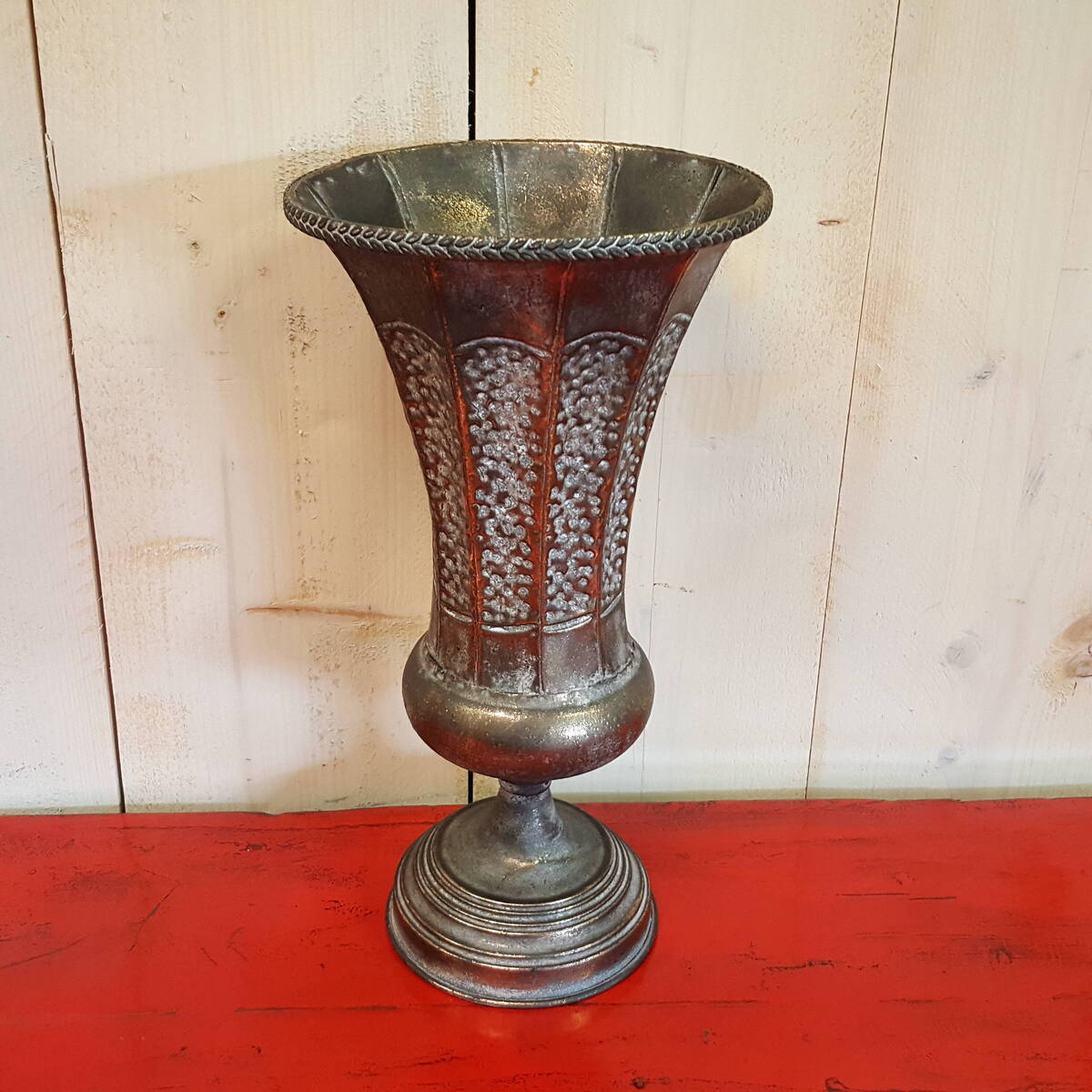 Dekovase aus Metall, antik gold, Höhe 38cm