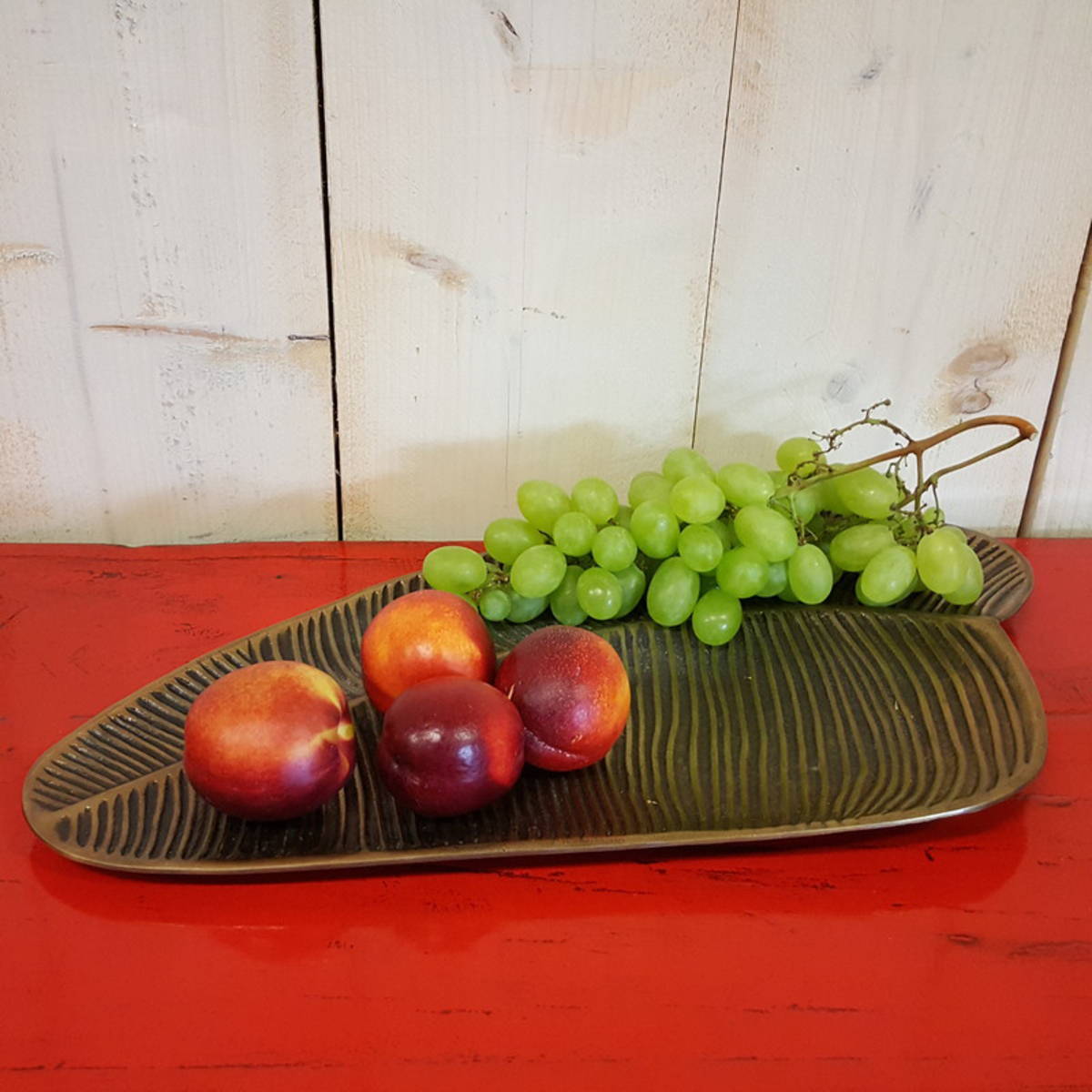 Schale aus Metall, antik gold, Länge 51cm