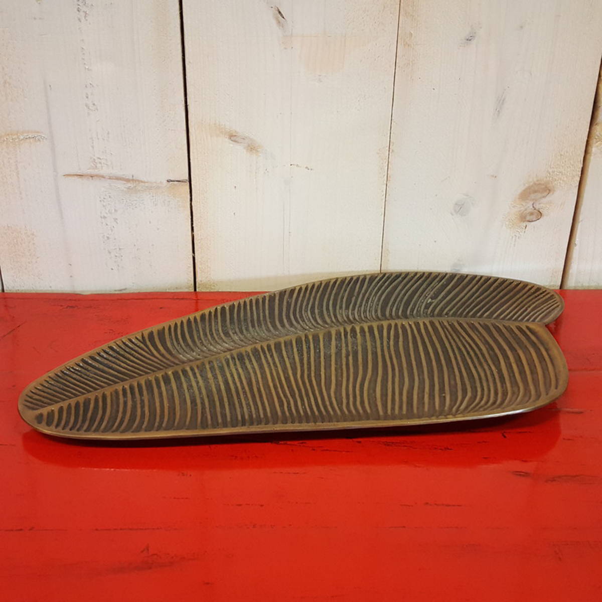 Schale aus Metall, antik gold, Länge 51cm