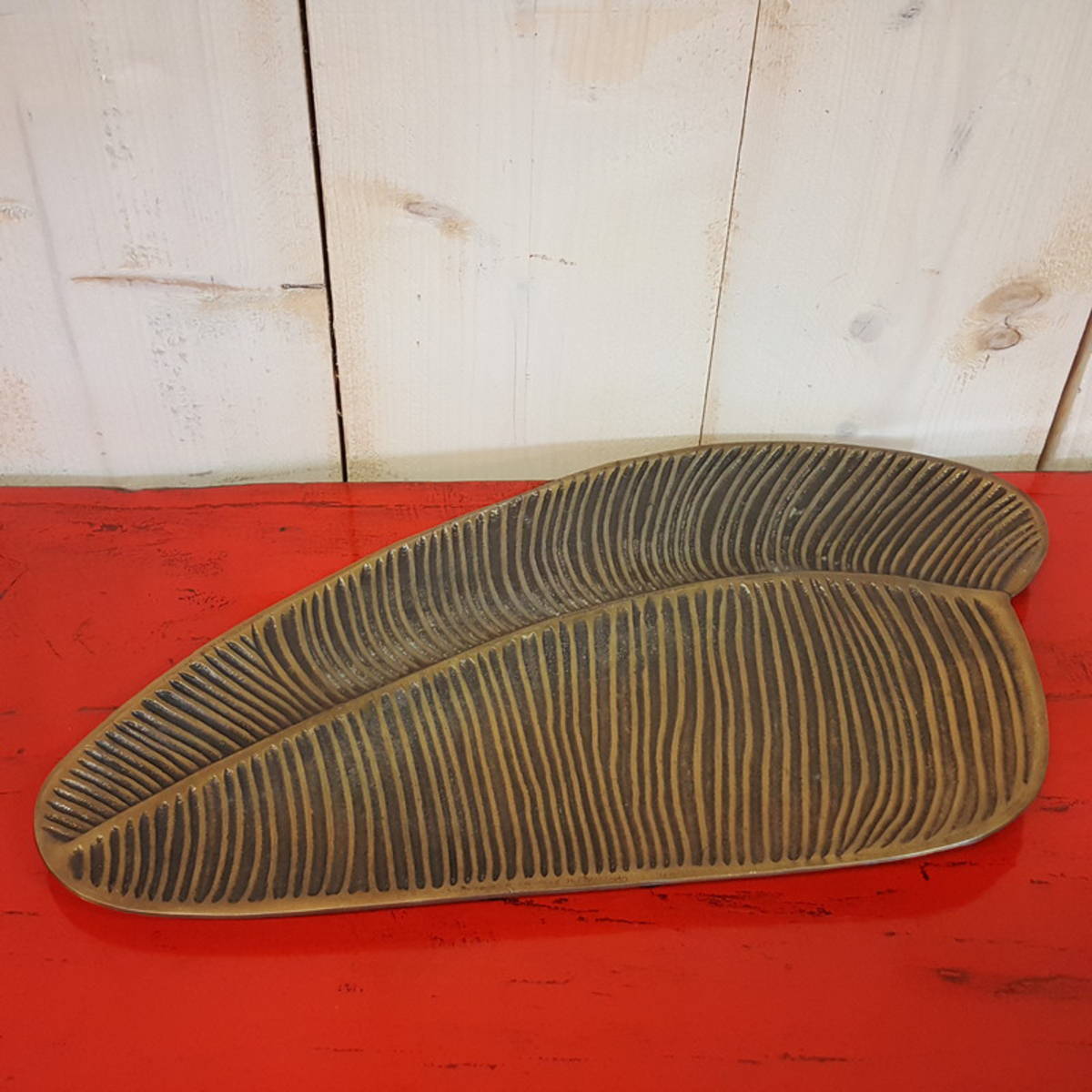 Schale aus Metall, antik gold, Länge 51cm