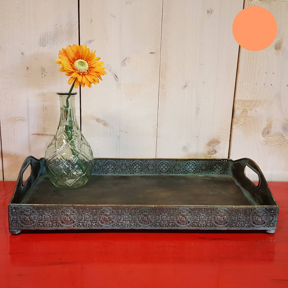 Tablett aus Metall, Länge 51cm