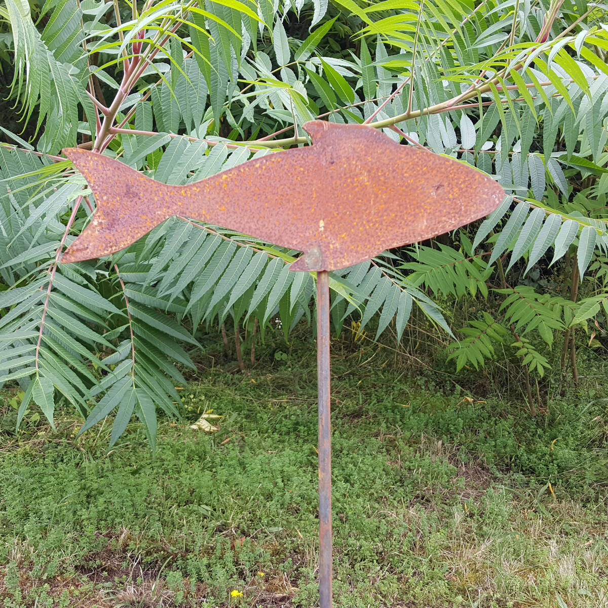Fisch auf Stab, aus Rosteisen, Höhe 100cm
