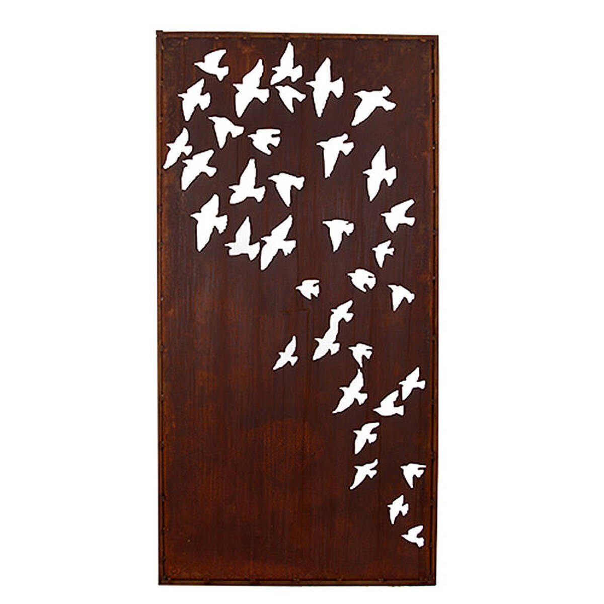 Paravent Vogelschwarm aus Rostmetall, H 200cm