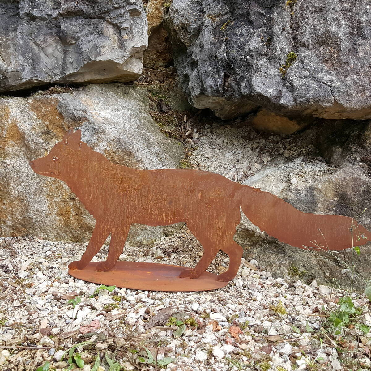 Renard en fer rouillé, L 100cm