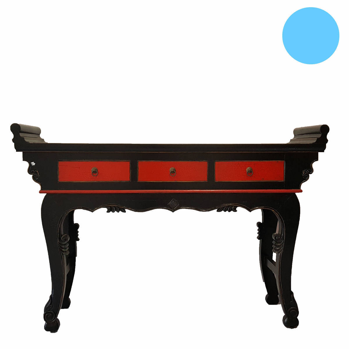 Chinesischer Tisch, Farbe schwarz/rot alt gemacht