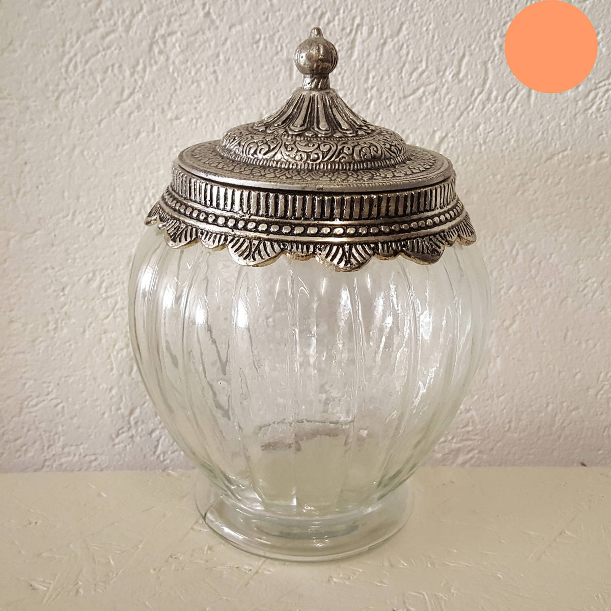 Bonboniere aus Glas mit Deckel, 16x22cm