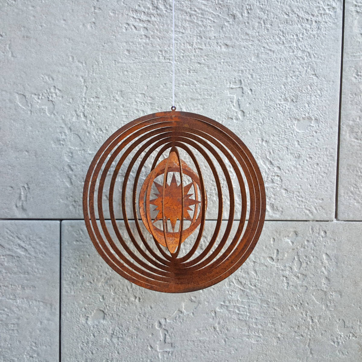 Windspiel aus Rosteisen, mit Stern, Ø18cm