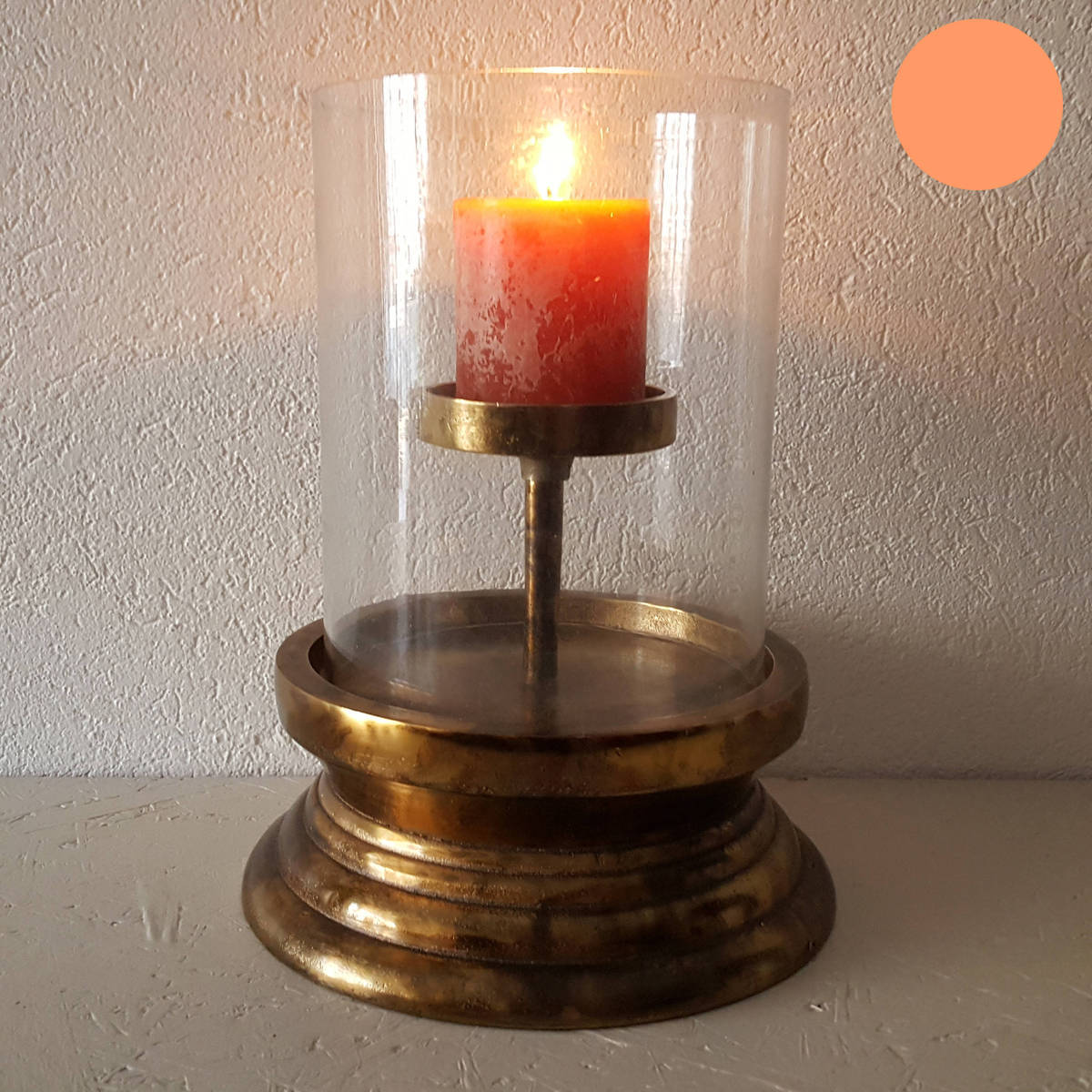 Photophore en verre, colori bronze, hauteur 35cm