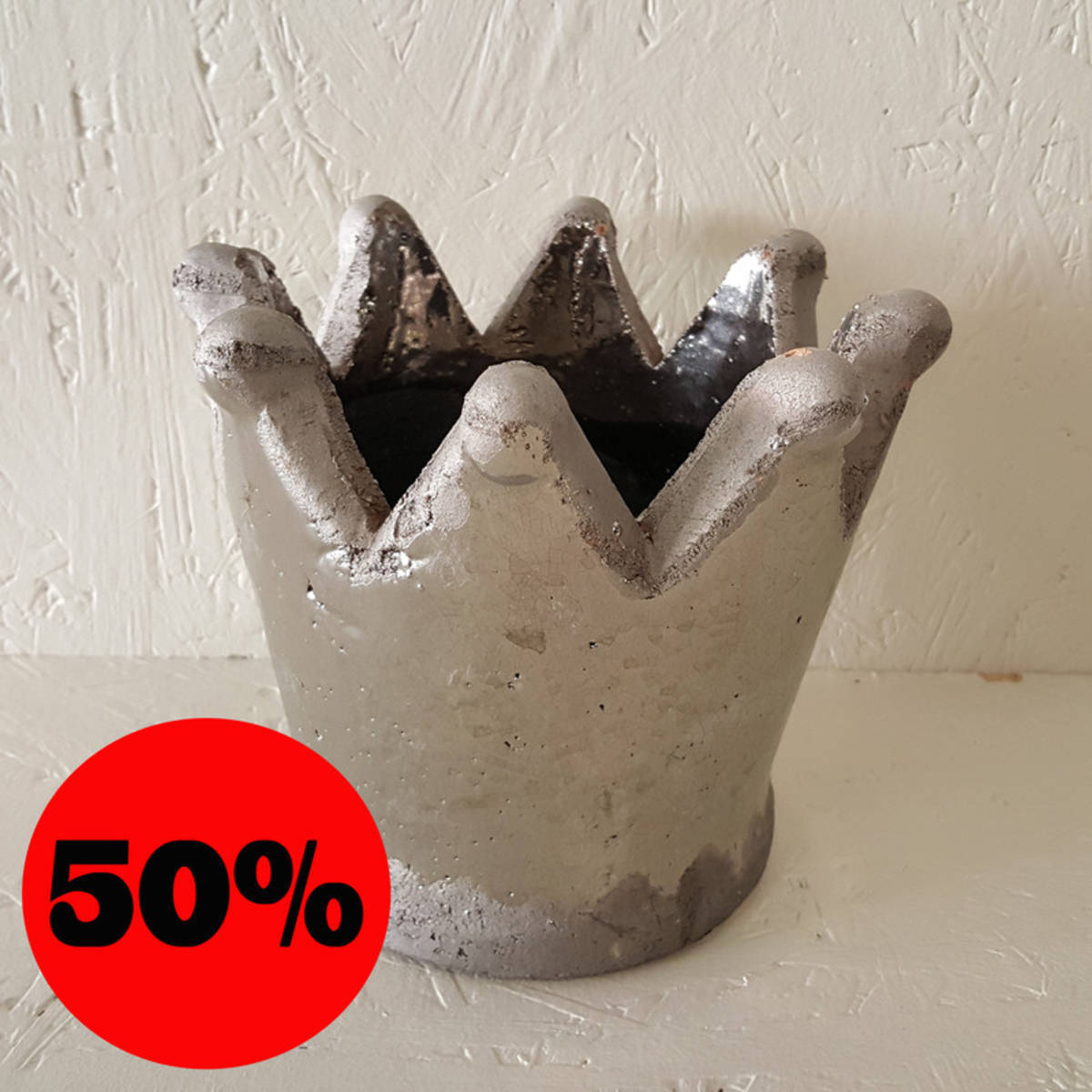 Topf aus Keramik, Kronenform, Höhe 14cm