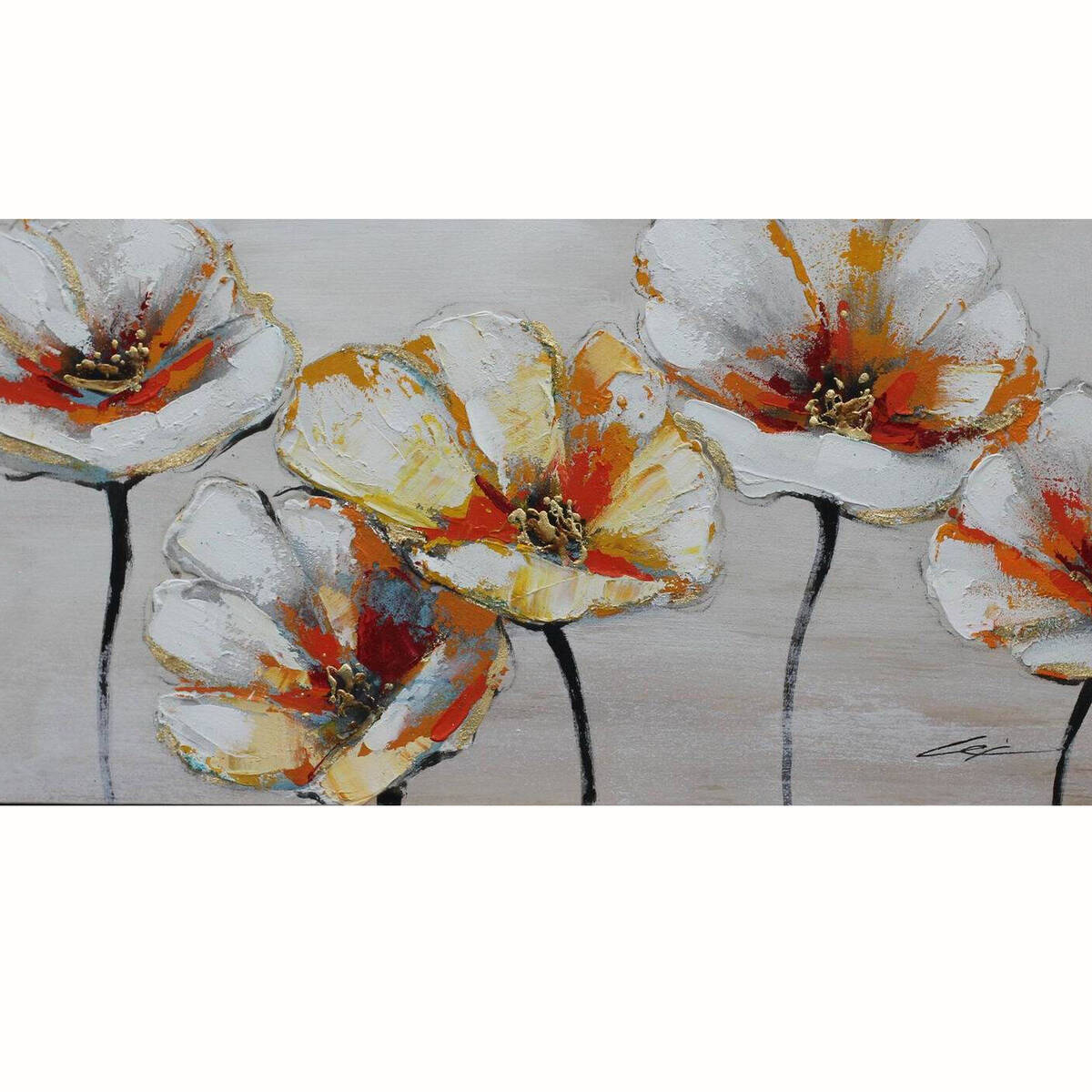 Peinture à l'huile avec des fleurs, 120x60cm