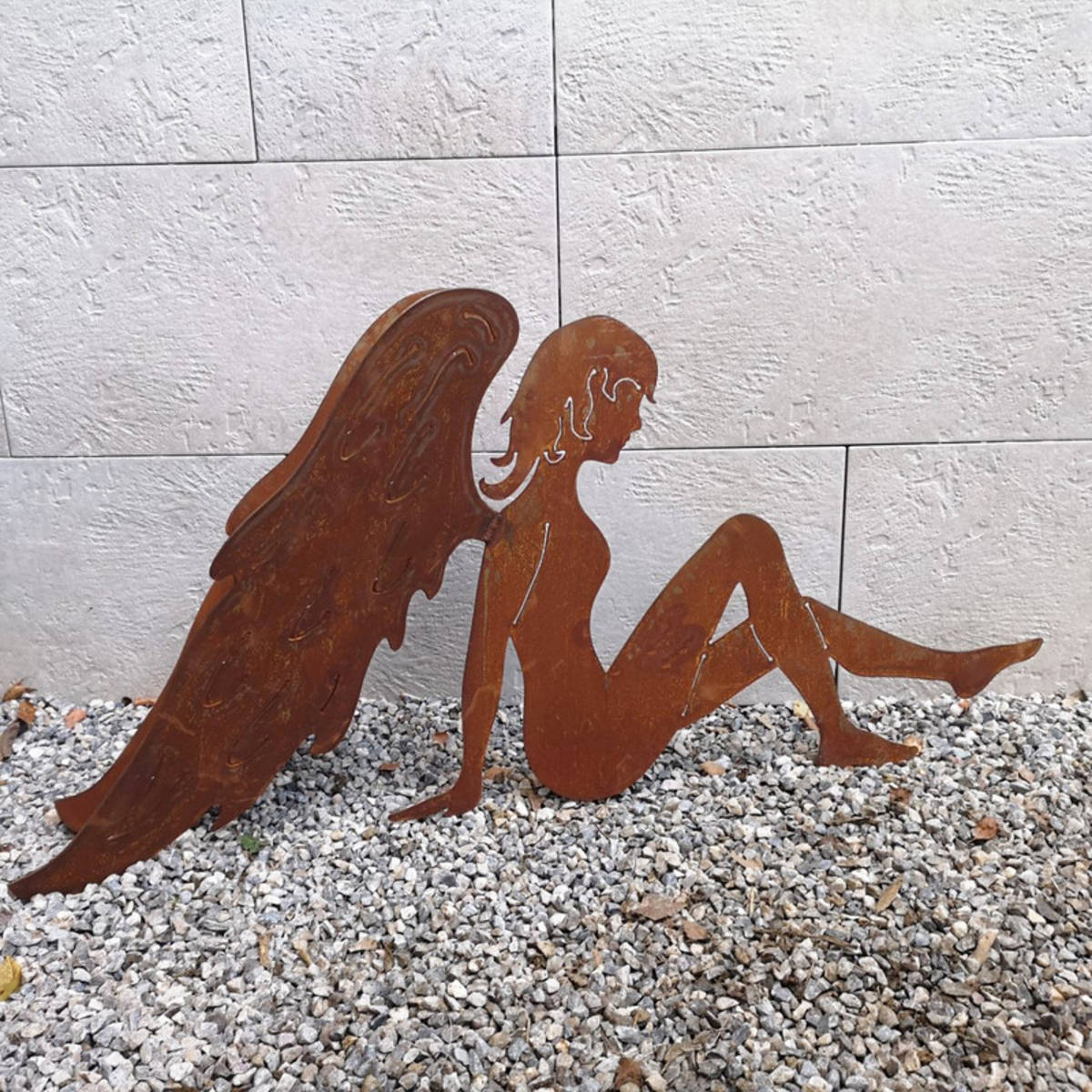 Ange en fer rouillé, à poser, longueur 100cm