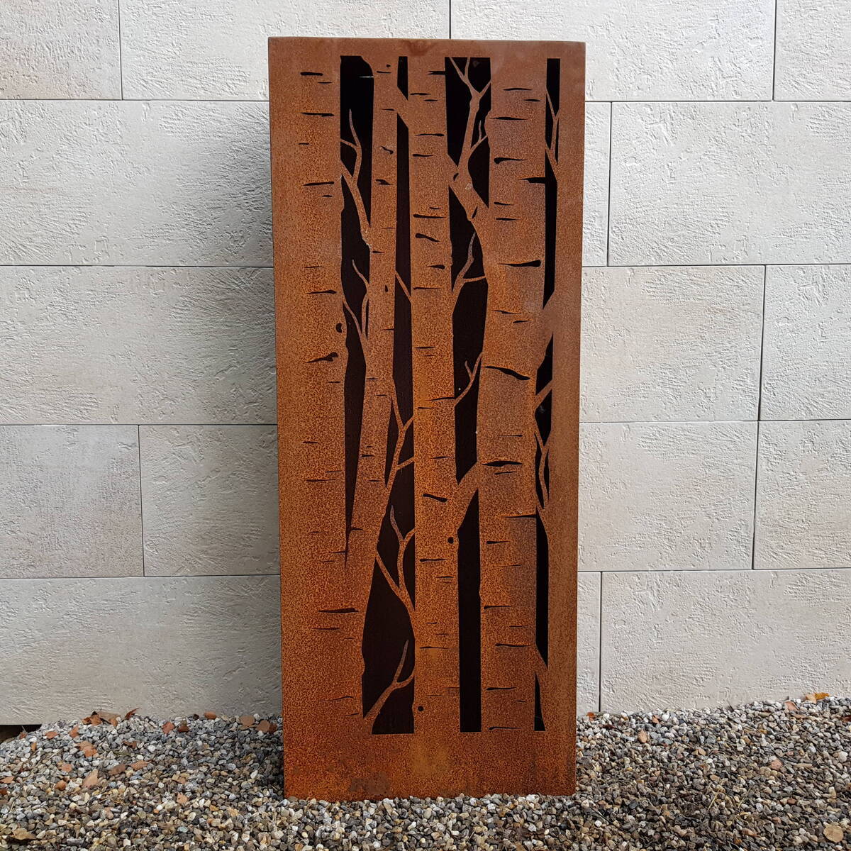 Colonne en fer rouillé, bouleau, hauteur 125cm