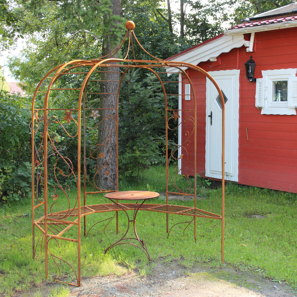 Pavillon halbrund mit Sitzbank, Breite 200cm