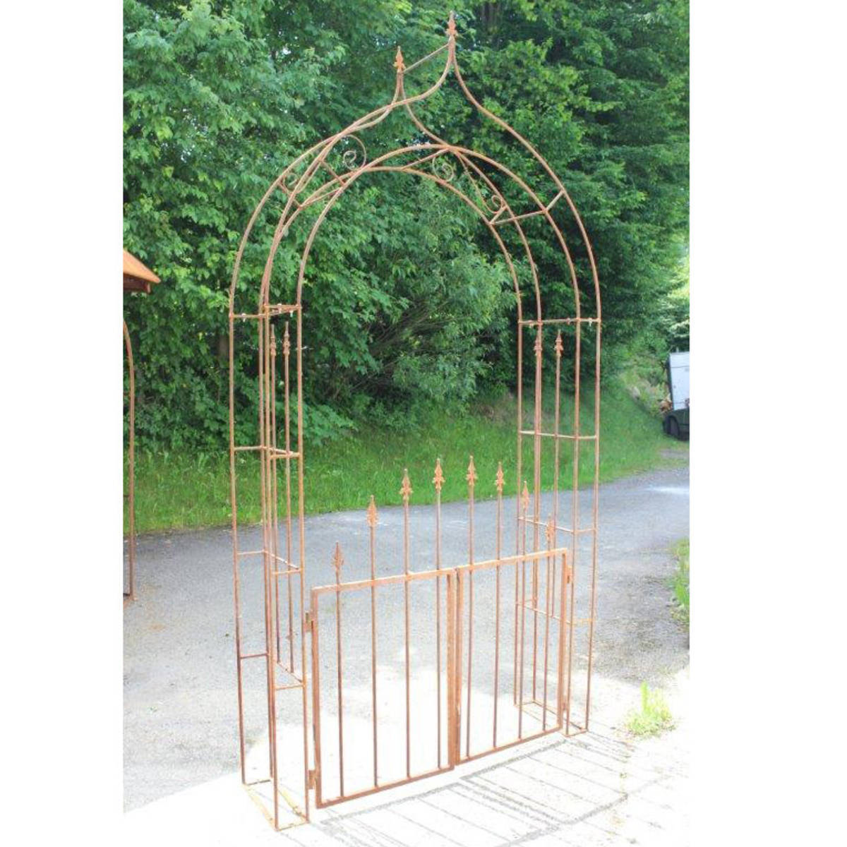 Rosenbogen aus Rosteisen, massiv, Breite 150cm