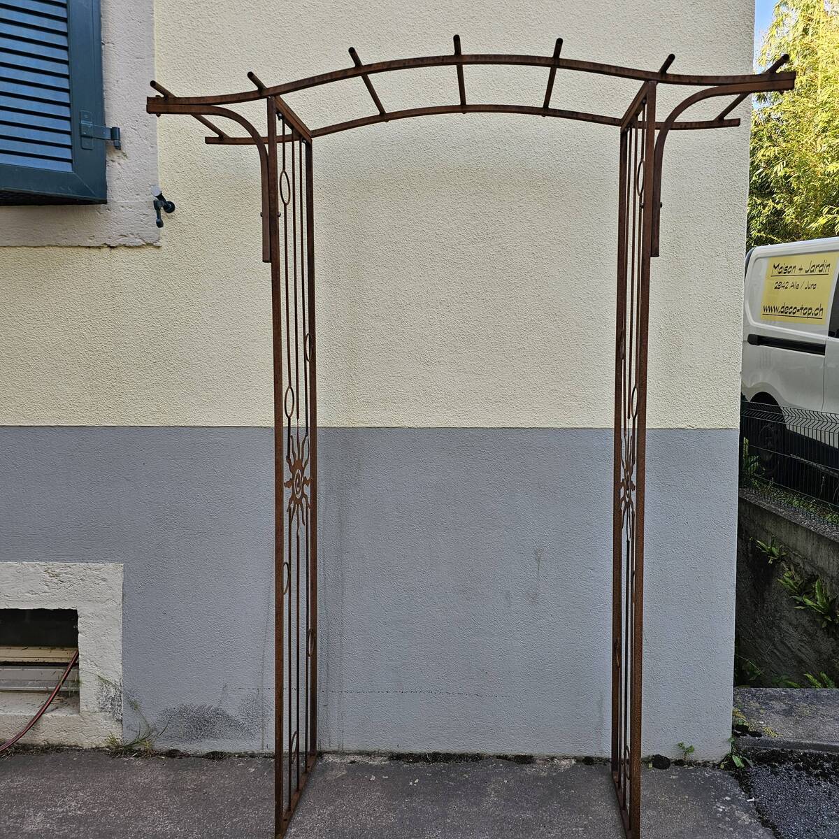 Arche en fer rouillé massif, hauteur 220cm