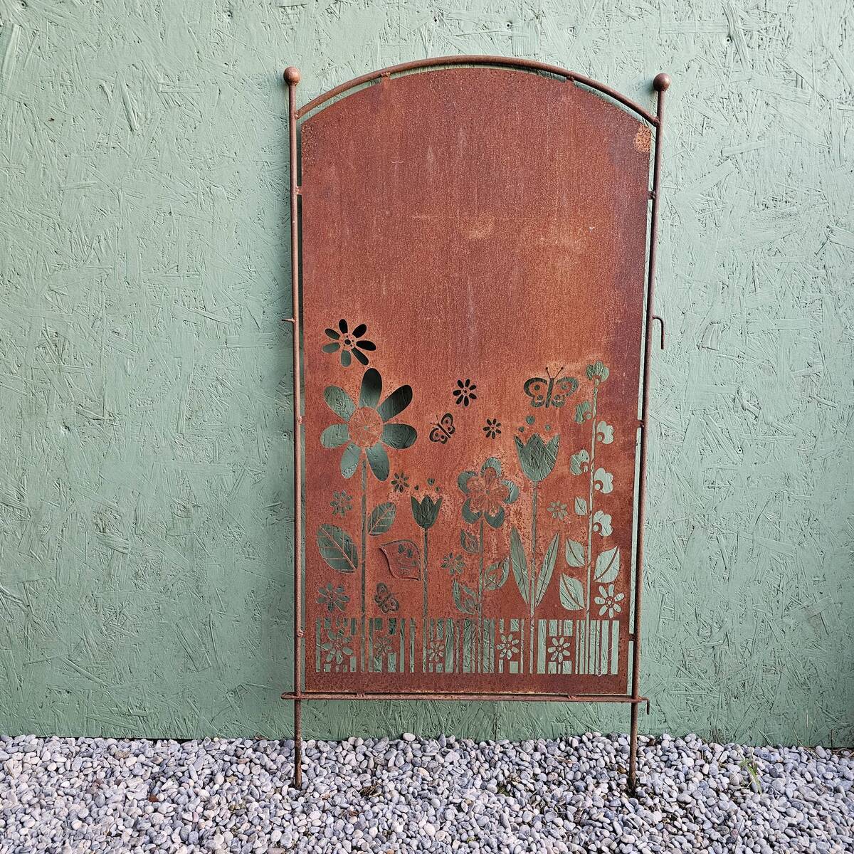 Paravent Blumen aus Rosteisen 122cm x 72cm