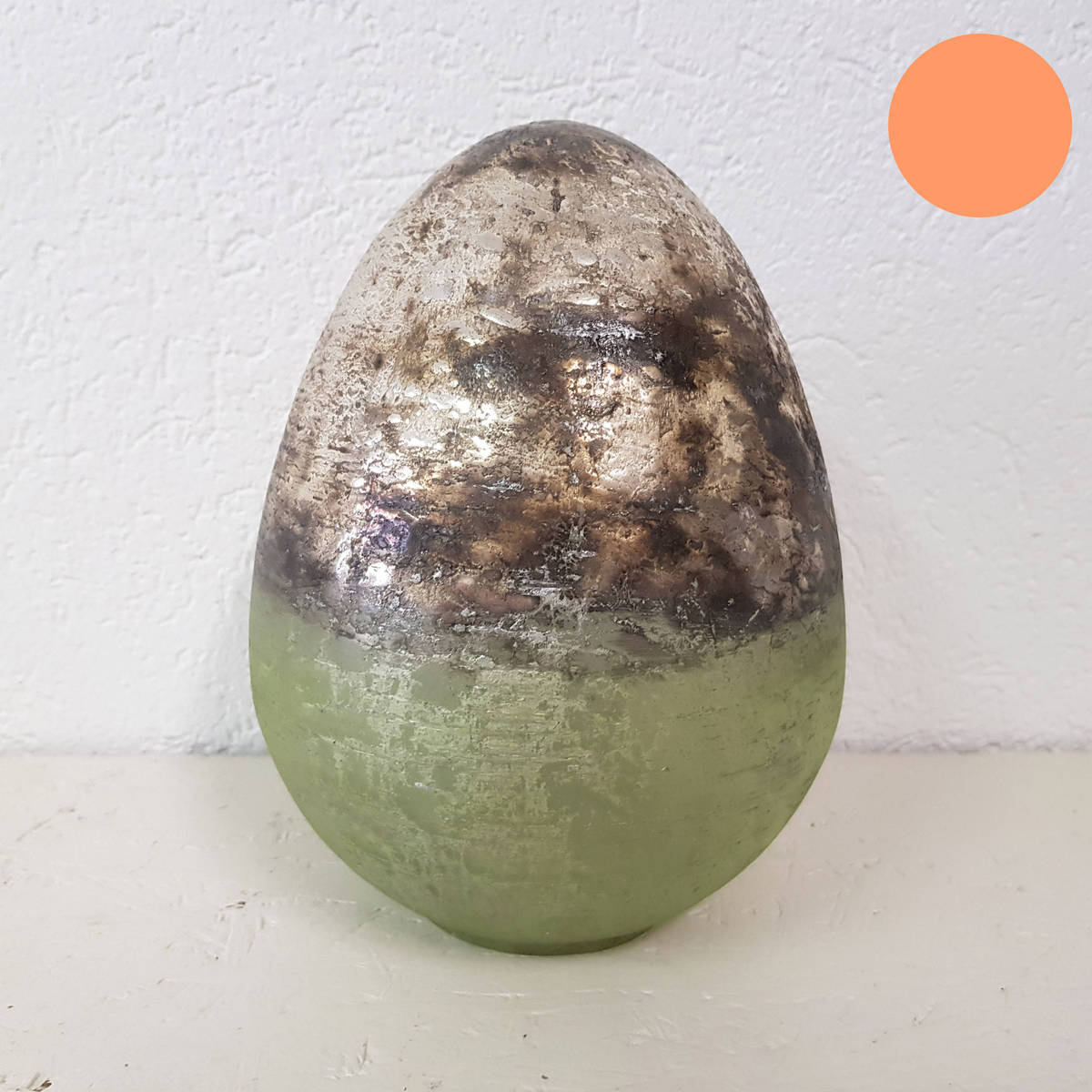 Ei aus Glas, grün metallic, Höhe 21cm
