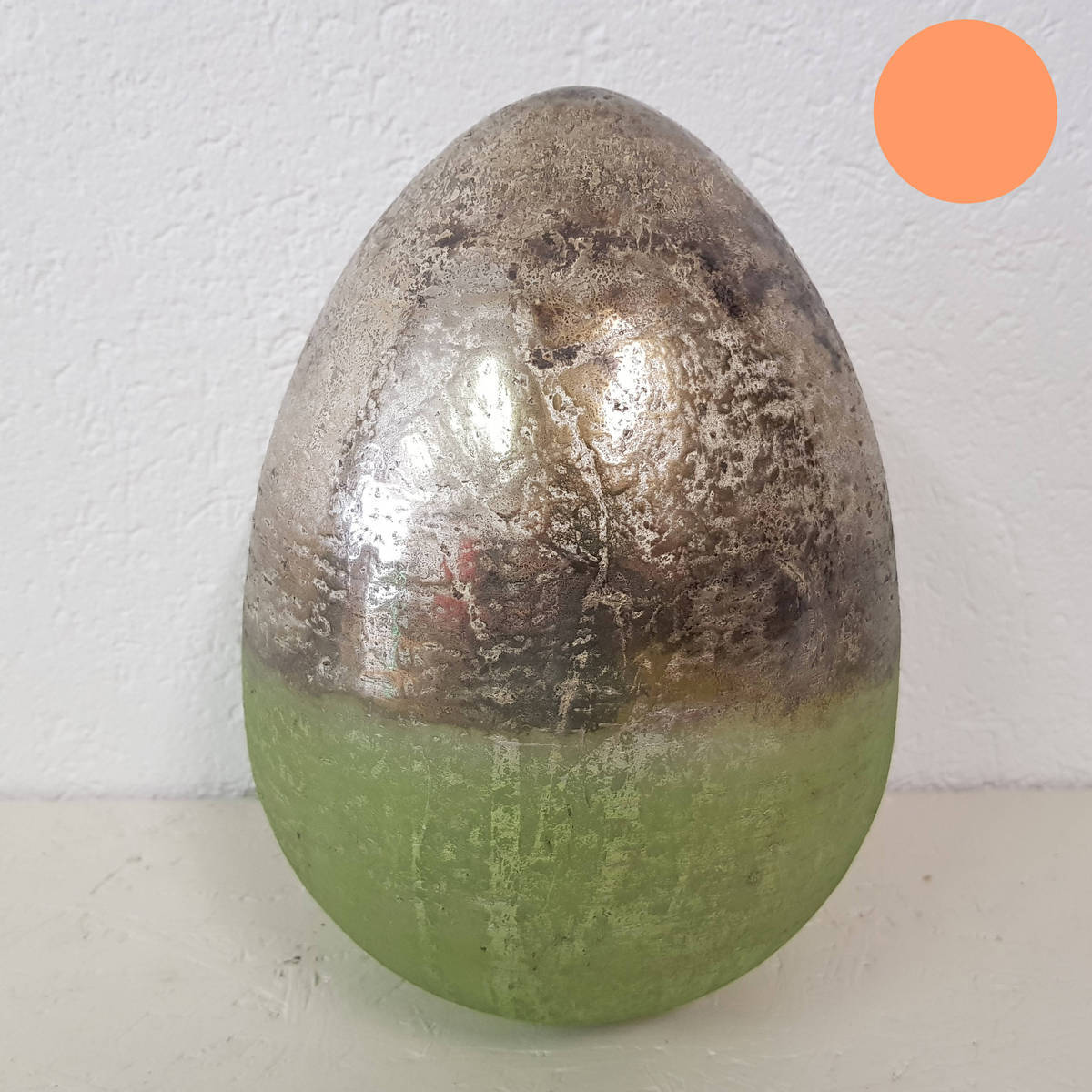 Ei aus Glas, grün metallic, Höhe 25cm