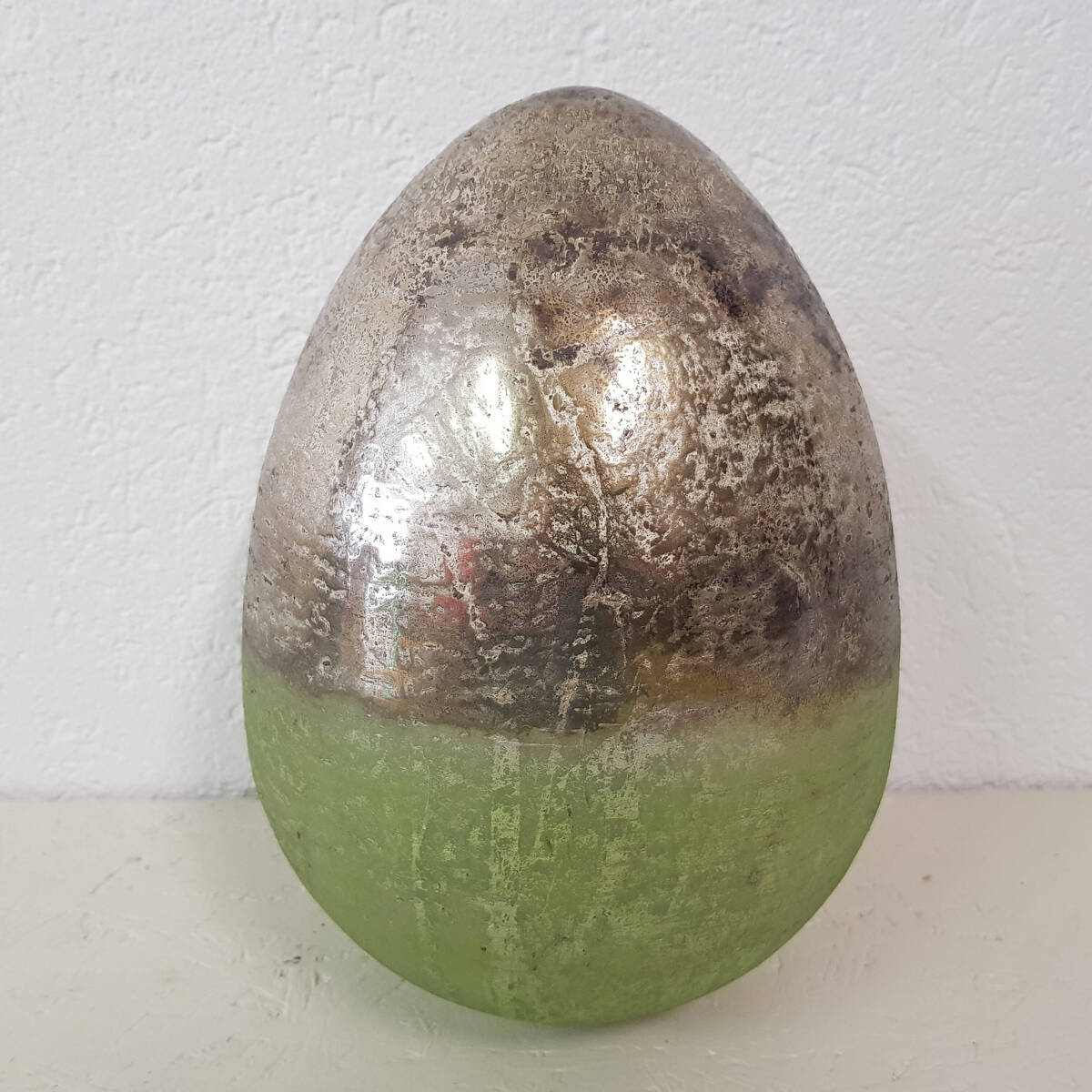 Ei aus Glas, grün metallic, Höhe 25cm