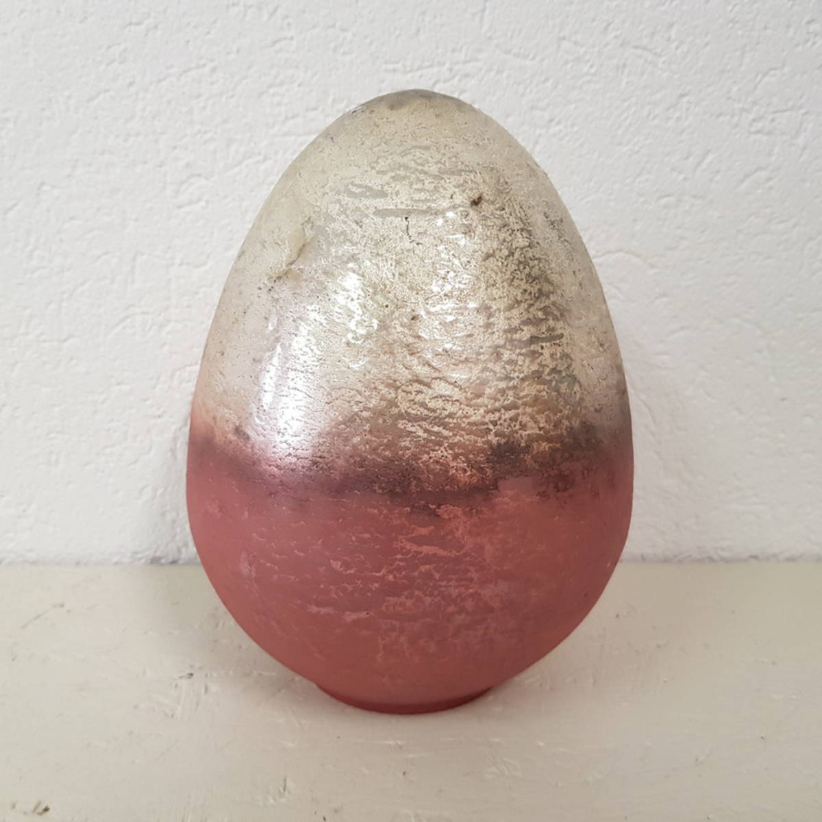 Ei aus Glas, rosa metallic, Höhe 21cm