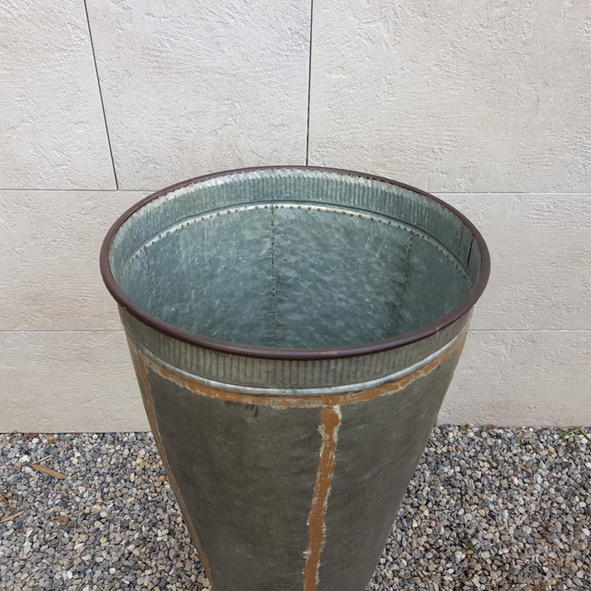 Übertopf aus Metall, rund, Höhe 76cm