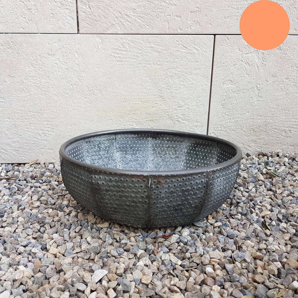 Schale aus Metall, grau antik, Ø 31cm