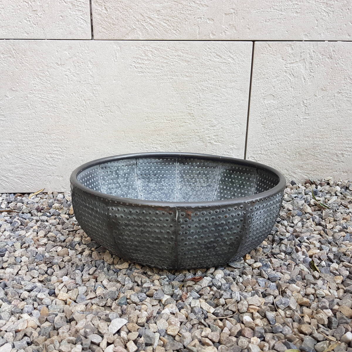 Schale aus Metall, grau antik, Ø 31cm