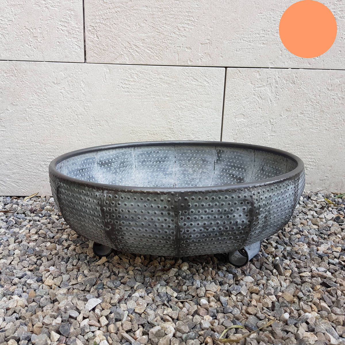 Schale aus Metall, grau antik, Ø 39cm