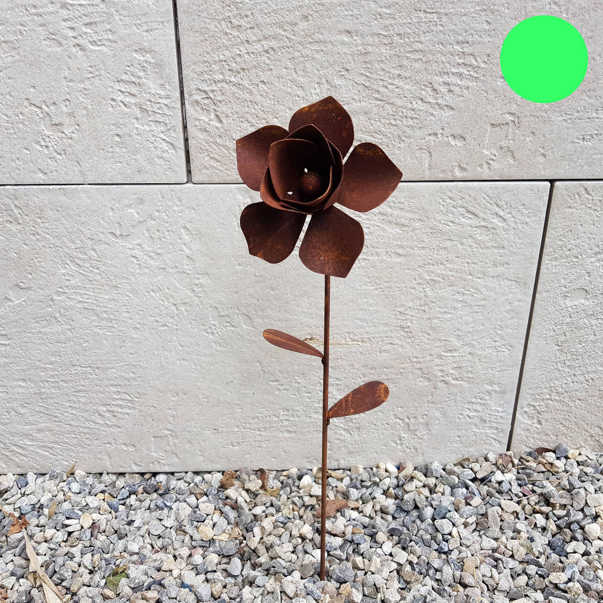 Fleur avec feuille en fer rouillé, hauteur 45cm