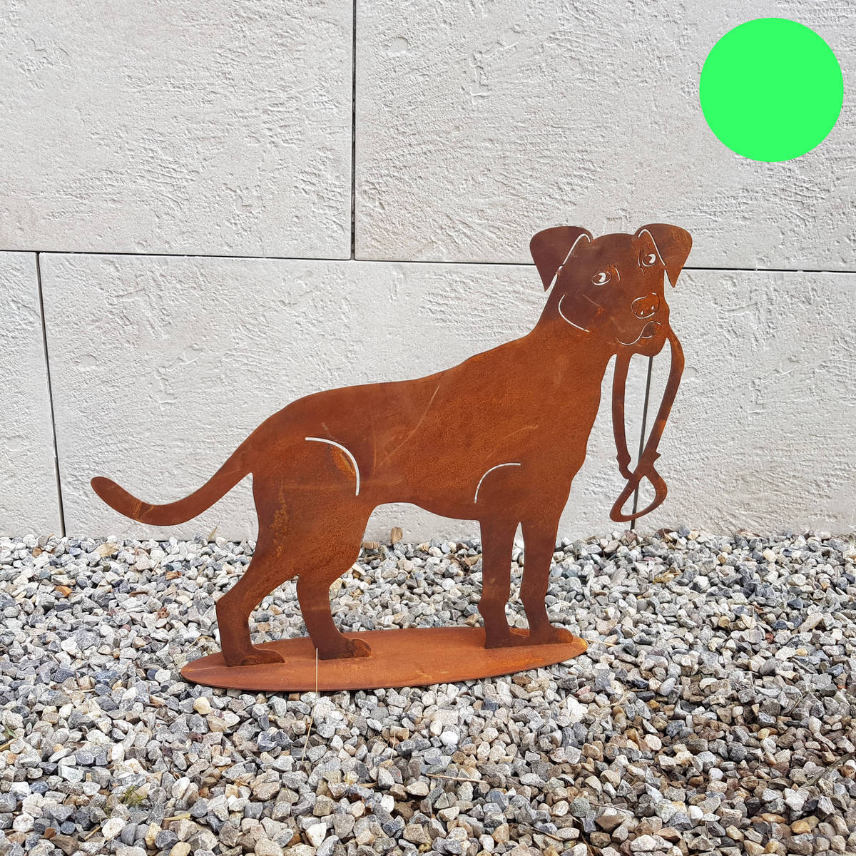 Hund mit Leine, aus Rostmetall, 47x36cm