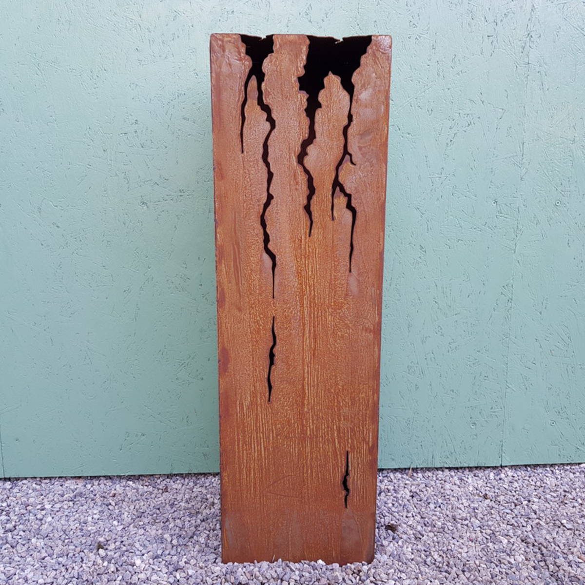 Colonne en fer rouillé, ajourée, H. 100cm 