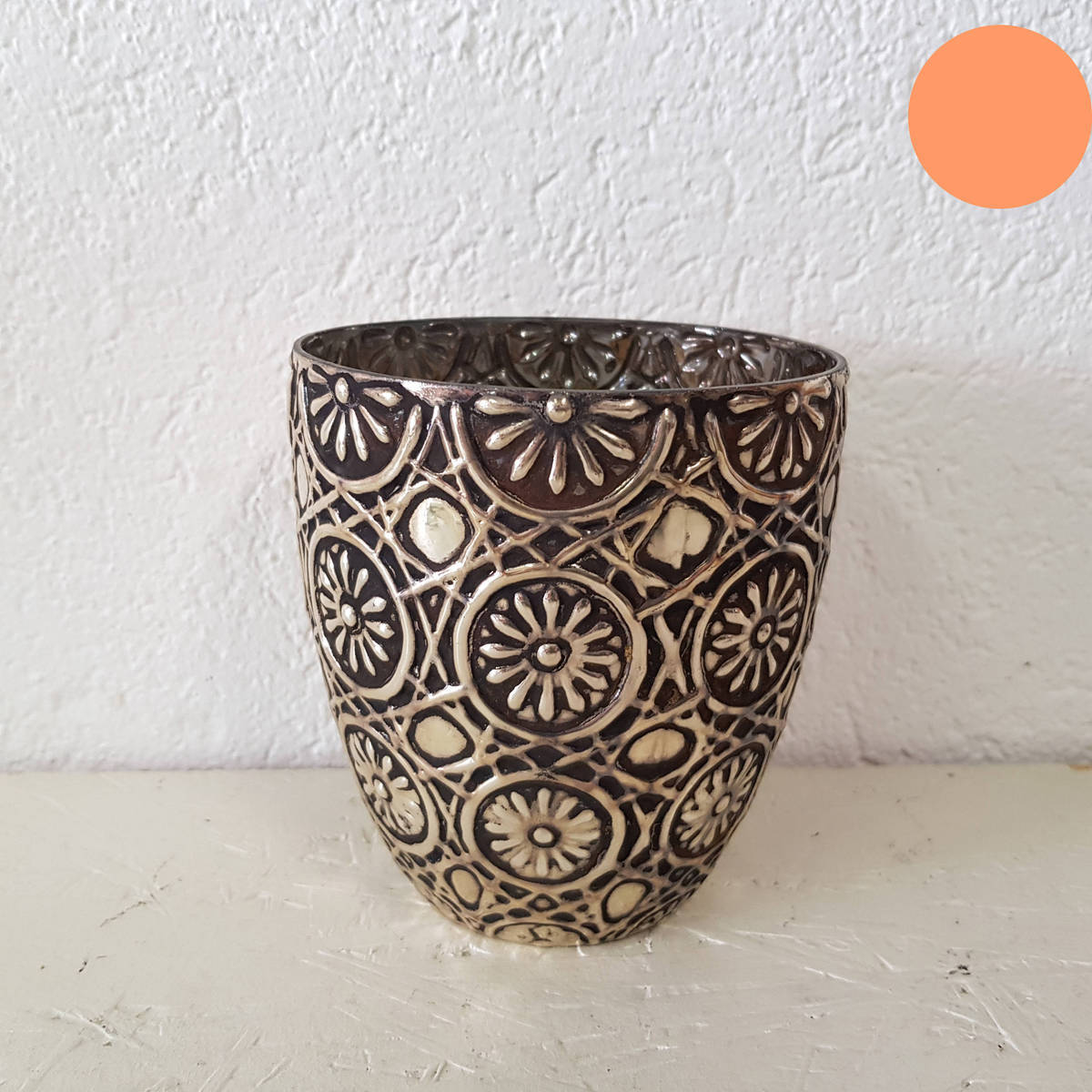 Übertopf aus Glas, Farbe altsilber, Ø 12cm